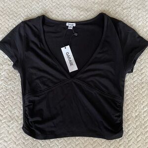 Garage Black V-Neck Crop Top